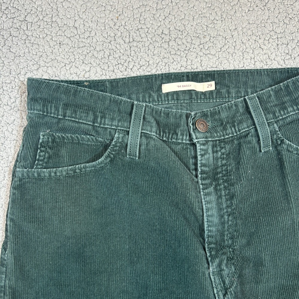 Levis‎ 94' Baggy Corduory Pants Womens Size 29 Forest Green Relaxed Fit - Picture 2 of 10